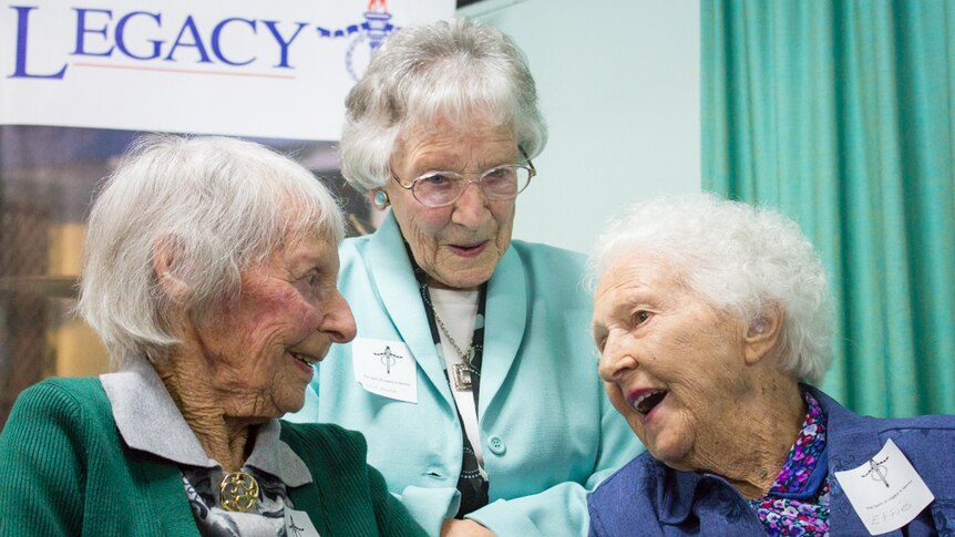 Doreen Hodgman (left), Dot Shields, and Effie Matthews (right) all celebrate their 100th birthday this year.