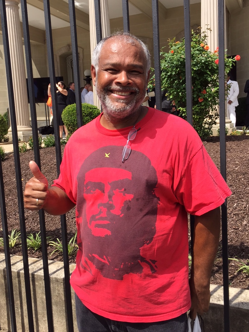 Happy pro-Castro supporter in Washington