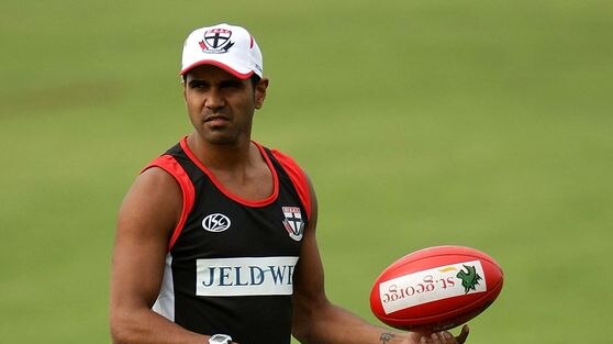 Andrew Lovett watches on during a St Kilda AFL training session
