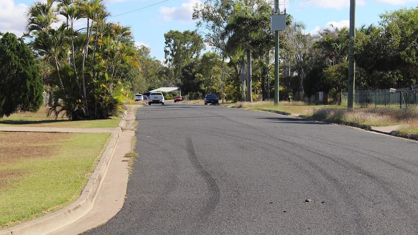 Tyre marks on a suburban street in Rockhampton