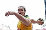 Australia's Dani Samuels competes in the qualifying round of the women's discus