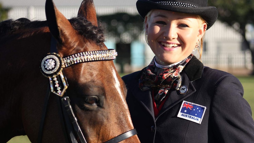 19-year-old Jean Read and her horse, Harry, at the Hughenden Show in north Qld in June 2013