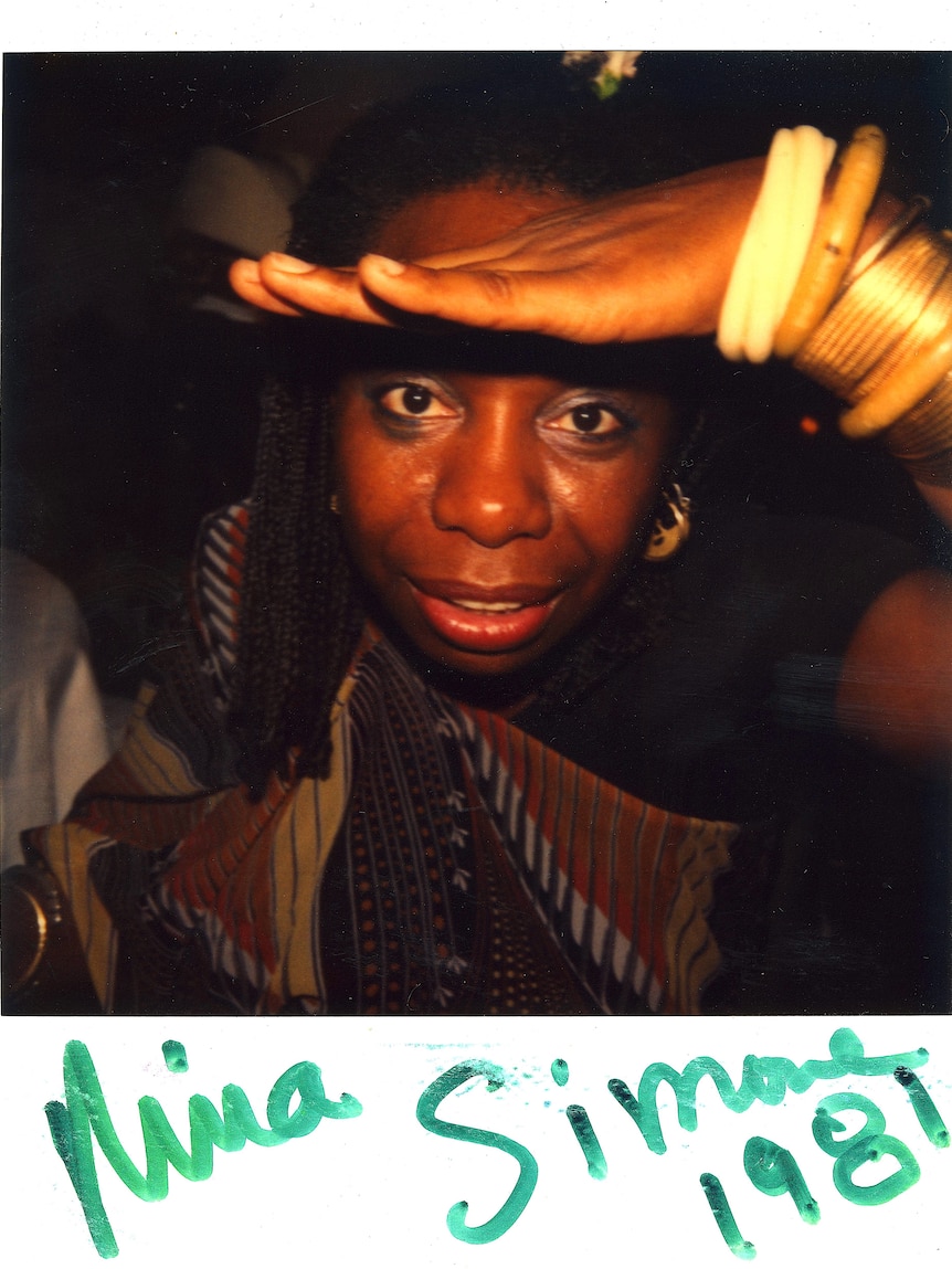 Polaroid signed by singer-songwriter and civil rights activist Nina Simone in London in 1981. 