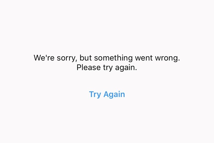 A screenshot of an Instagram account reads 'we're sorry but something went wrong'
