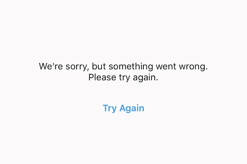 A screenshot of an Instagram account reads 'we're sorry but something went wrong'