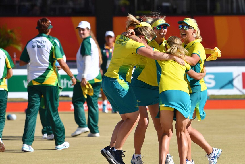 Kelsey Cottrell, Carla Krizanic, Rebecca van Asch and Natasha Scott win lawn bowls women's fours.