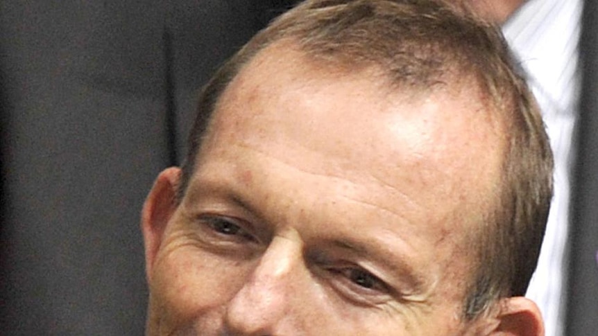 Tony Abbott gestures during question time