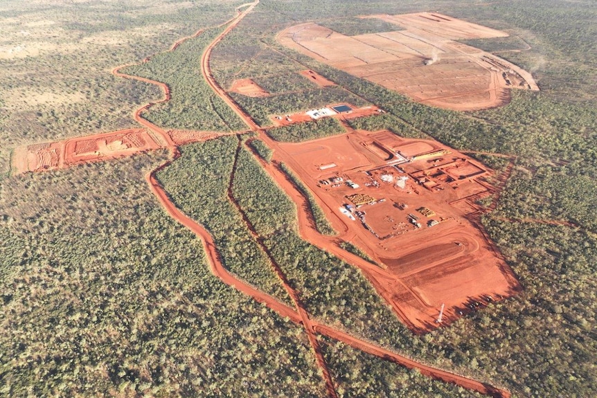 Aerial view of a mine site.