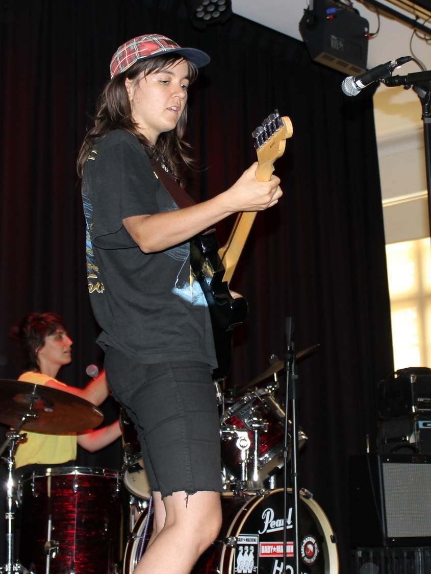 Courtney Barnett, Steph Hughes and Jen Cloher on stage at Girls Rock! Canberra.