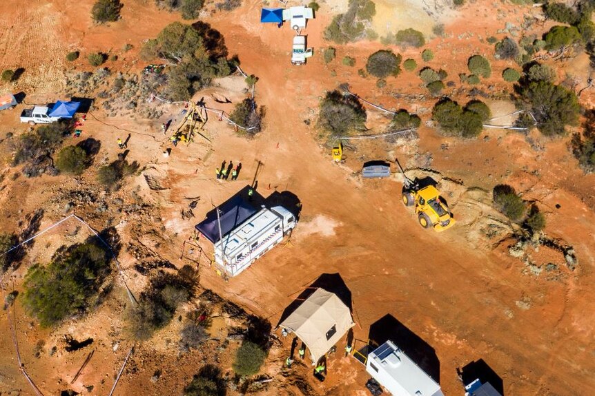 An aerial of a search area in the WA outback 