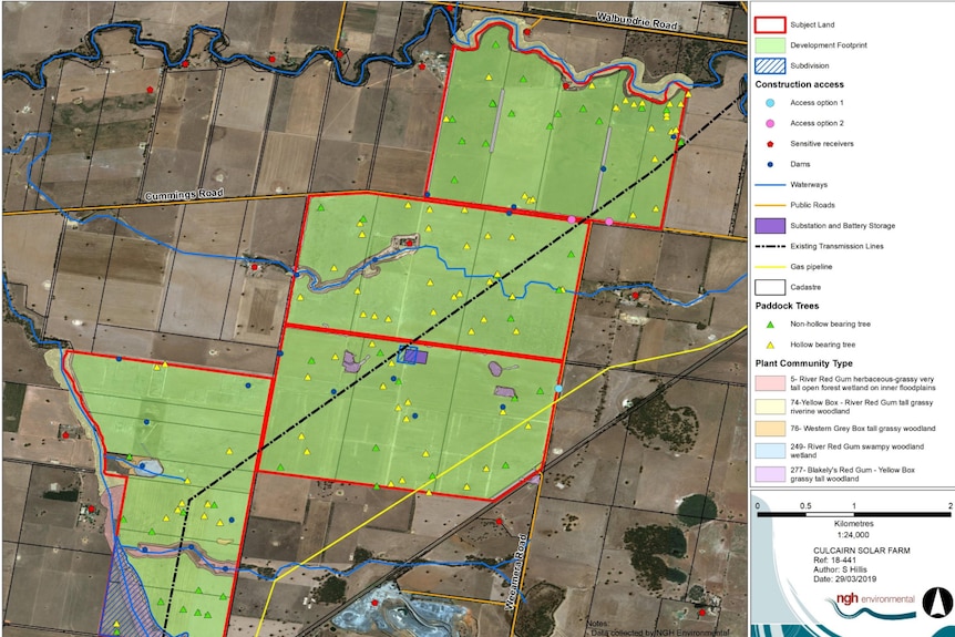 Map of the proposed 400MW Neoen solar farm in Southern New South Wales.