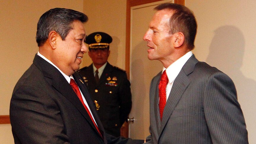 Susilo Bambang Yudhoyono meets Tony Abbott in March 2010.