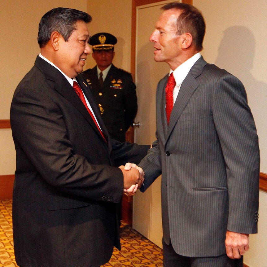 Susilo Bambang Yudhoyono meets Tony Abbott in March 2010.