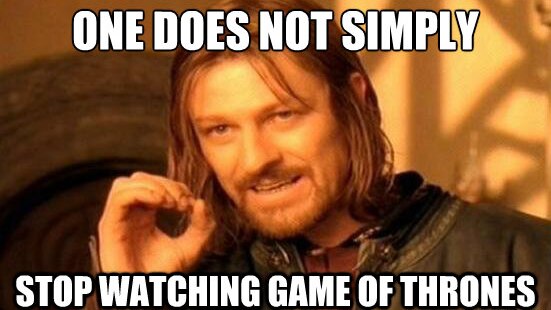 Game of thrones meme that reads: "One does not simply stop watching Game Of Thrones.