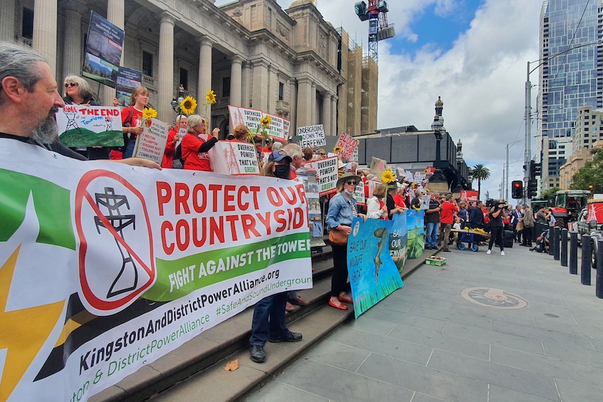 Hundreds of farmers who oppose the WVTNP gathered at Parliament house.