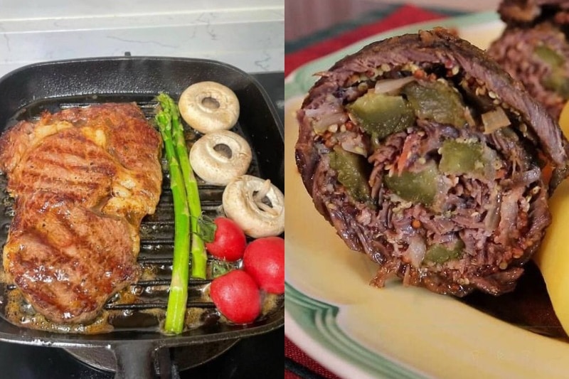 Two images side by side of different home cooked meals
