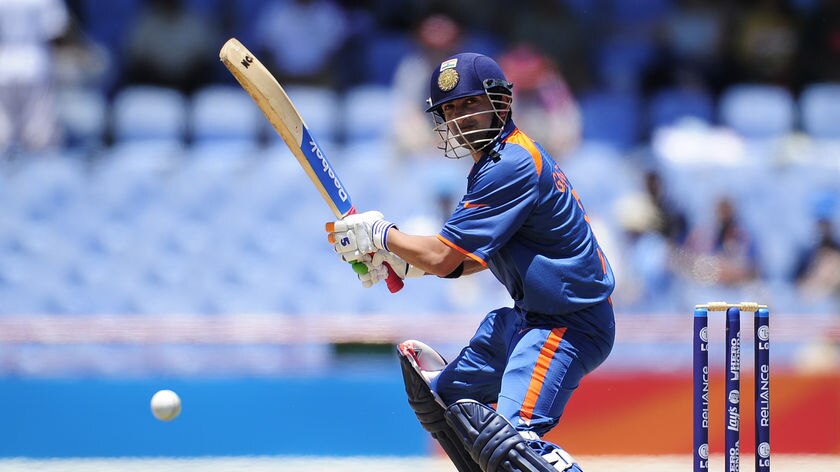 Indian batsman Gautam Gambhir goes on the attack.