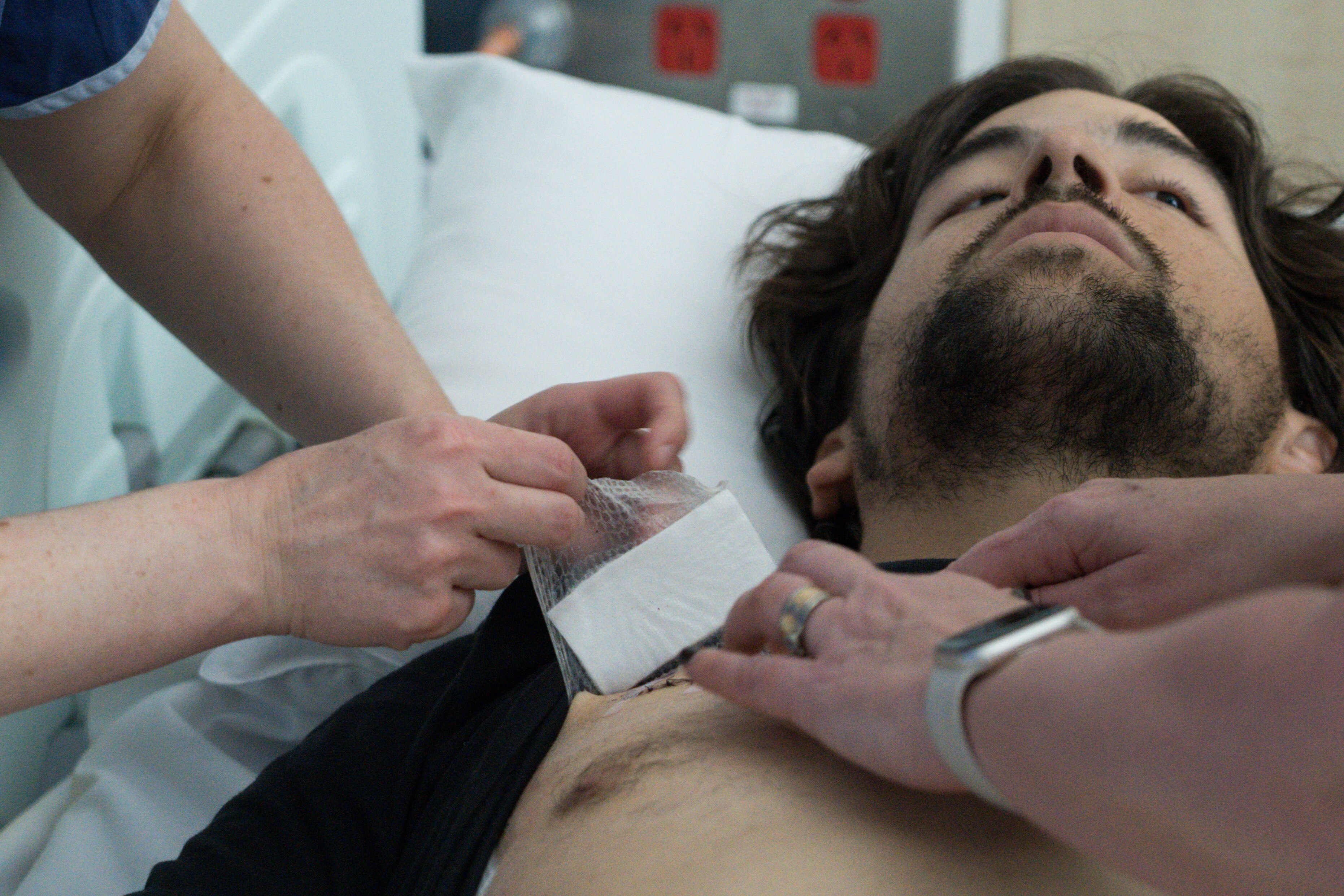 Patients being treated at the Royal Melbourne Hospital road trauma unit.