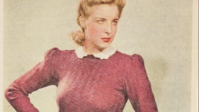 Woman modelling a sewing pattern , 1941