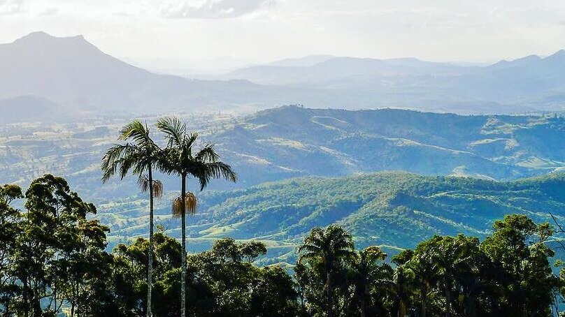 View over hills and mountains