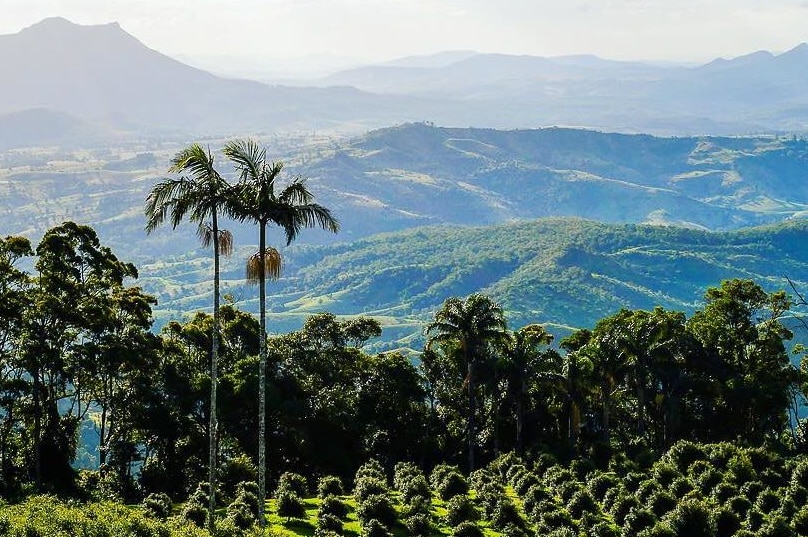 View over hills and mountains