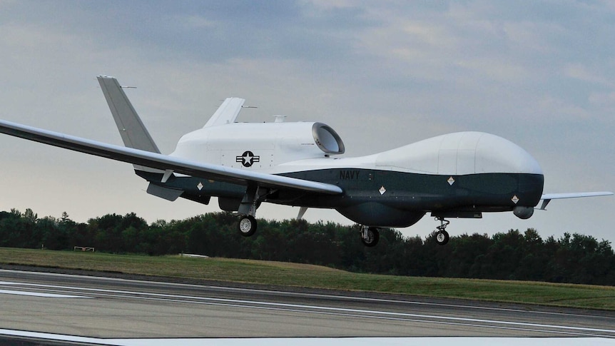 The US says Iran shot down a MQ-4C Triton drone in the Gulf of Oman.