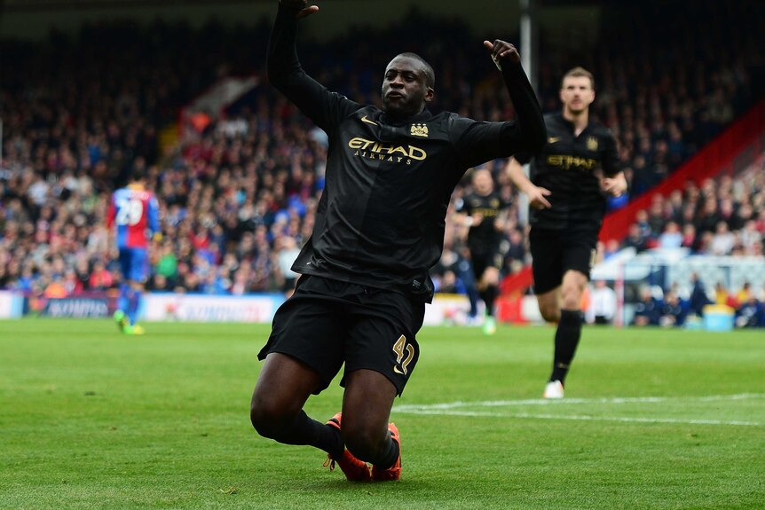 Toure celebrates goal against Crystal Palace