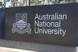 Sign for the Australian National University (ANU) in Canberra.