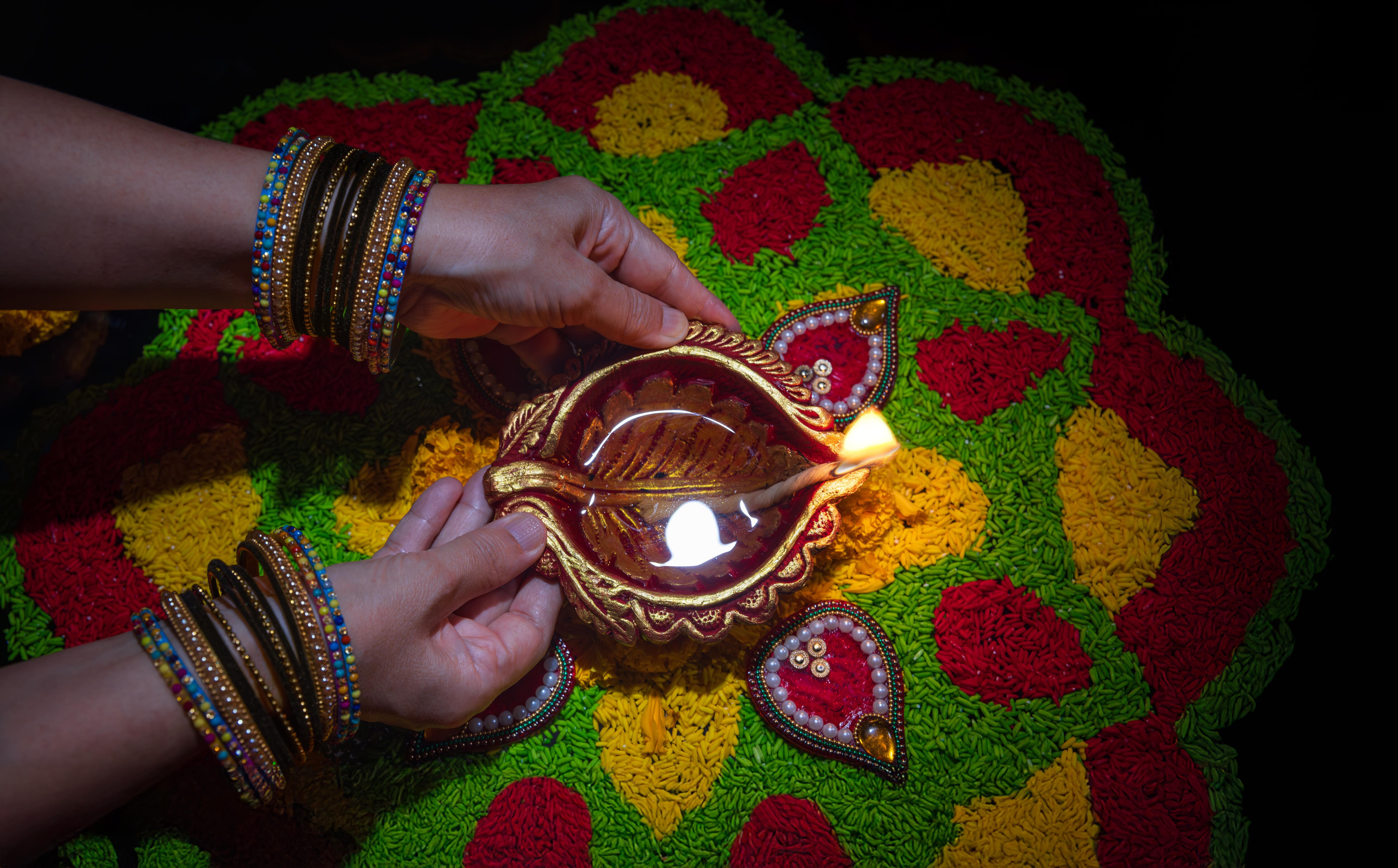 An Indian Australian woman celebrating Diwali