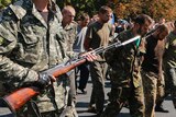 Ukrainian POWs forced to march in Donetsk