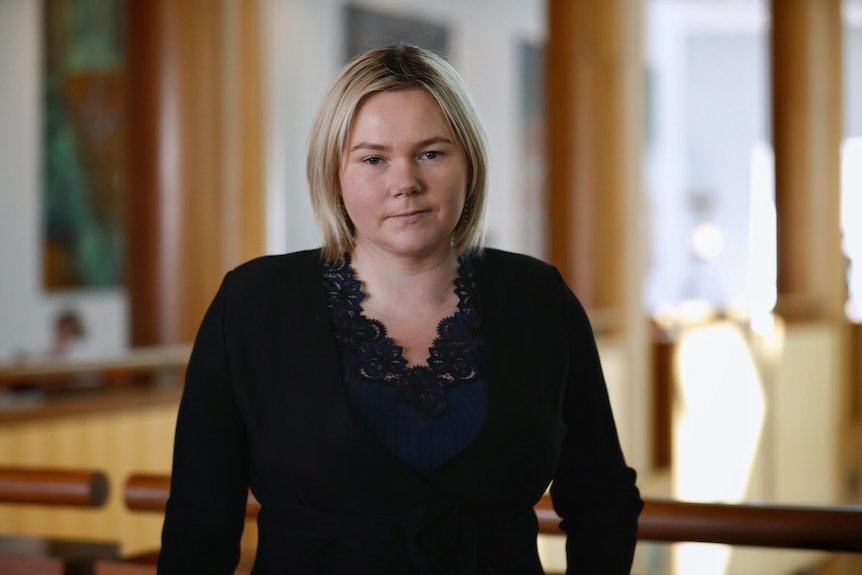 Young woman in parliament house Canberra. 