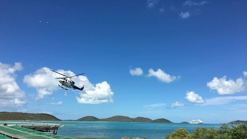 The woman is recovering at Innisfail hospital after being airlifted off the island.