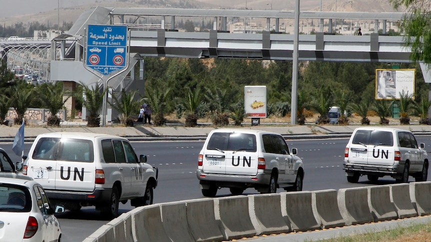 UN vehicles in Syria
