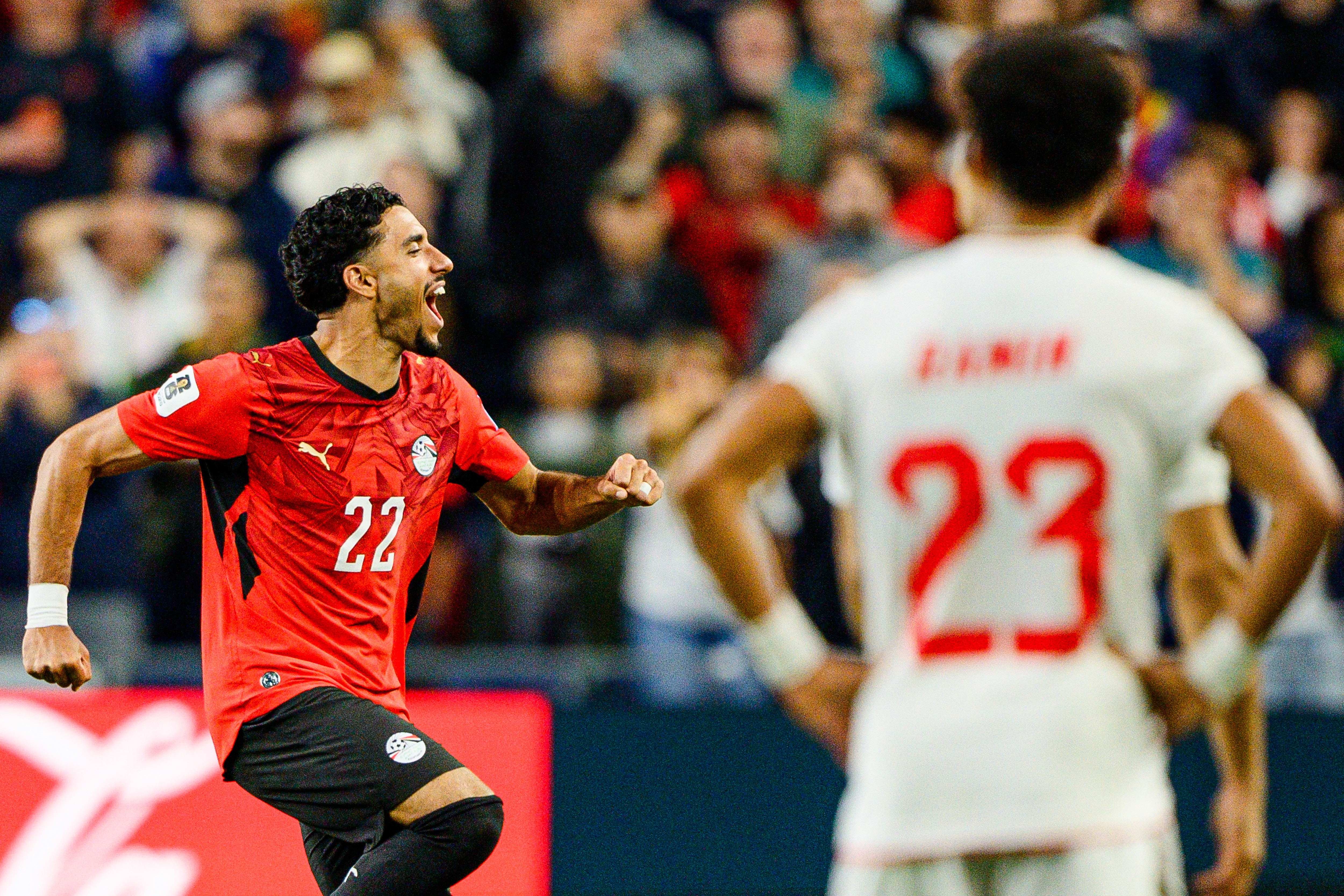 Omar Marmoush of Egypt celebrates.
