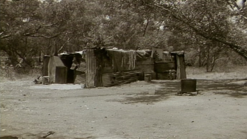 An old camp home made of scrap metal