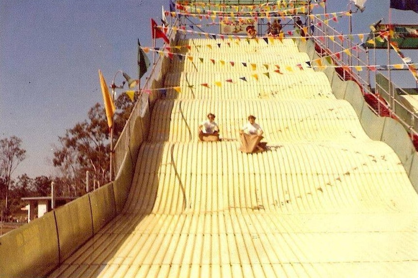 Kids on a giant slide