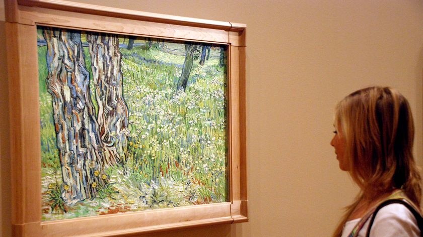 Rendition: Lauren Siemonsma looks at the detail of Van Gogh's 'Tree trunks in the grass'