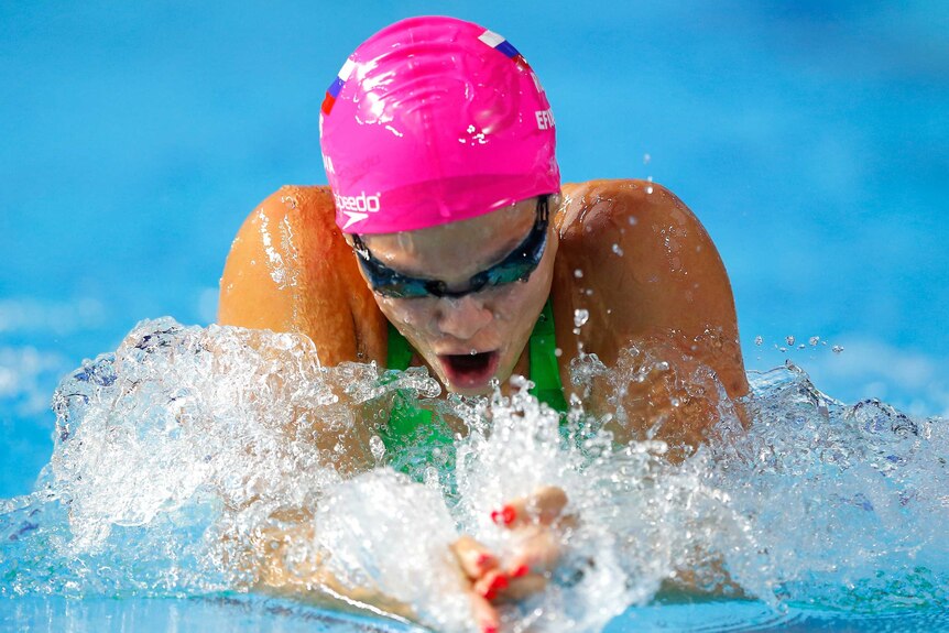 Yuliya Efimova competes in the pool
