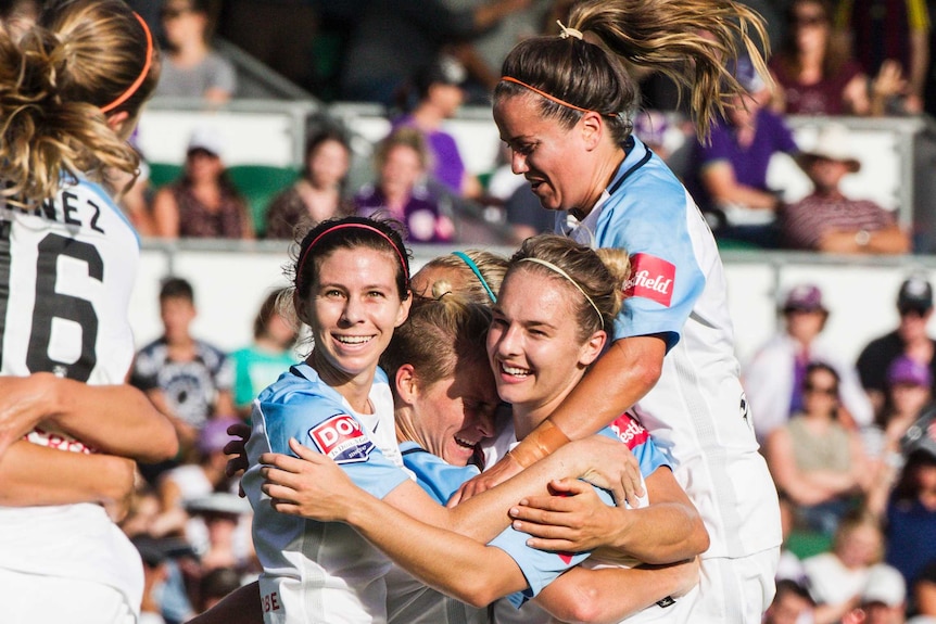 Melbourne City celebrates a goal in the W-League grand final