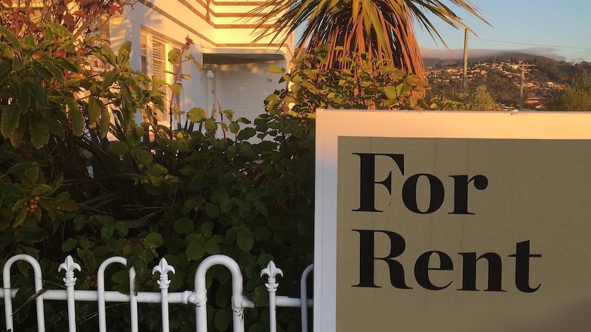 For Rent sign outside a house in Hobart.