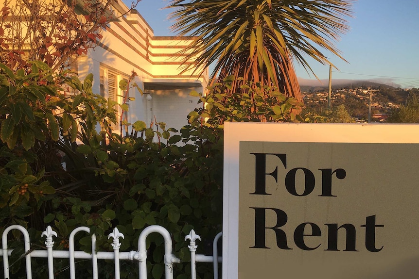 For Rent sign outside a house in Hobart.