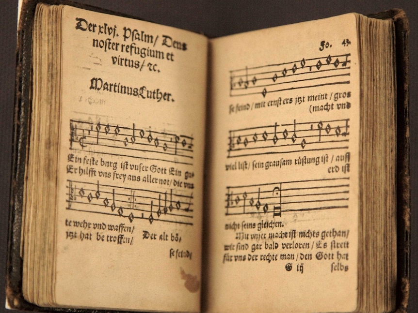 Martin Luther's hymn "Ein fesete burg" (A Mighty Fortress Is Our God).