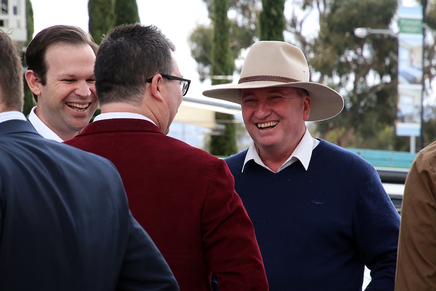 Senator Barnaby Joyce talks to party conference delegates