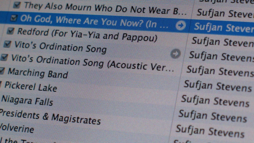 A close-up of an iTunes playlist.