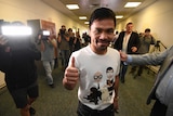 Filipino boxer Manny Pacquiao speaks to the media on arrival in Brisbane on April 24, 2017. 