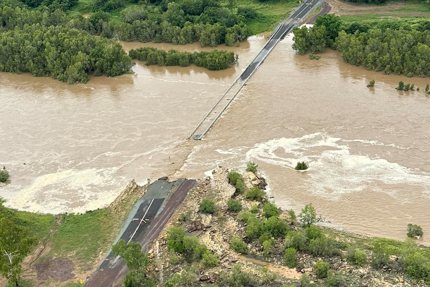 Aerial of flood Bowen River, Qld