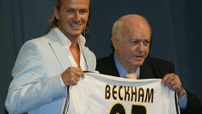 Alfredo Di Stefano with David Beckham