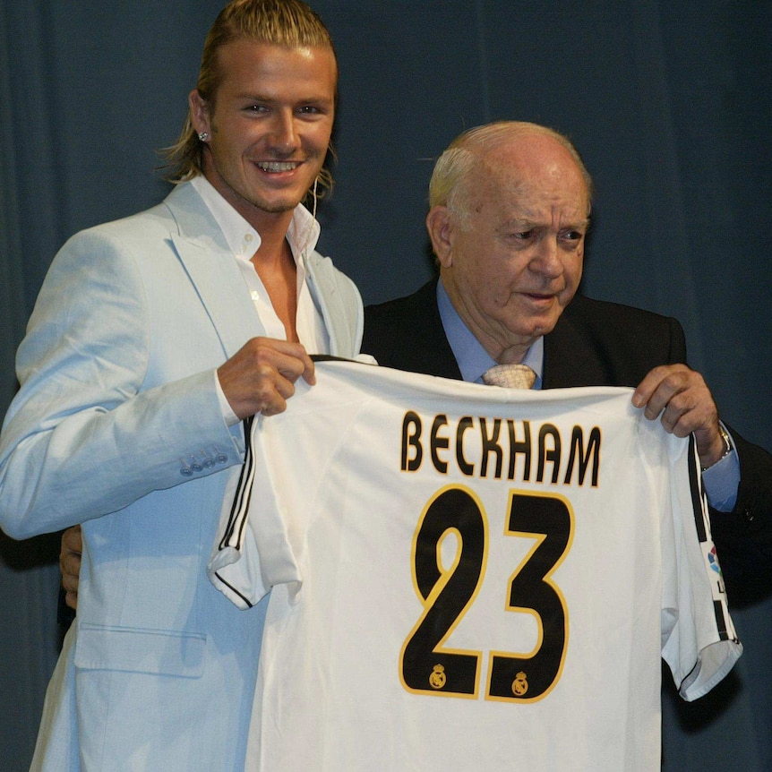 Alfredo Di Stefano with David Beckham
