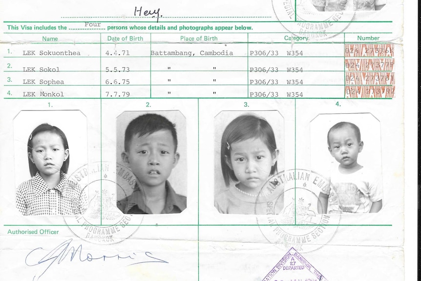 Visa documents allowing the Lek family to come to Australia