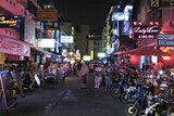 The main strip of Pattaya, which is known for its go-go bars and nightlife scene.